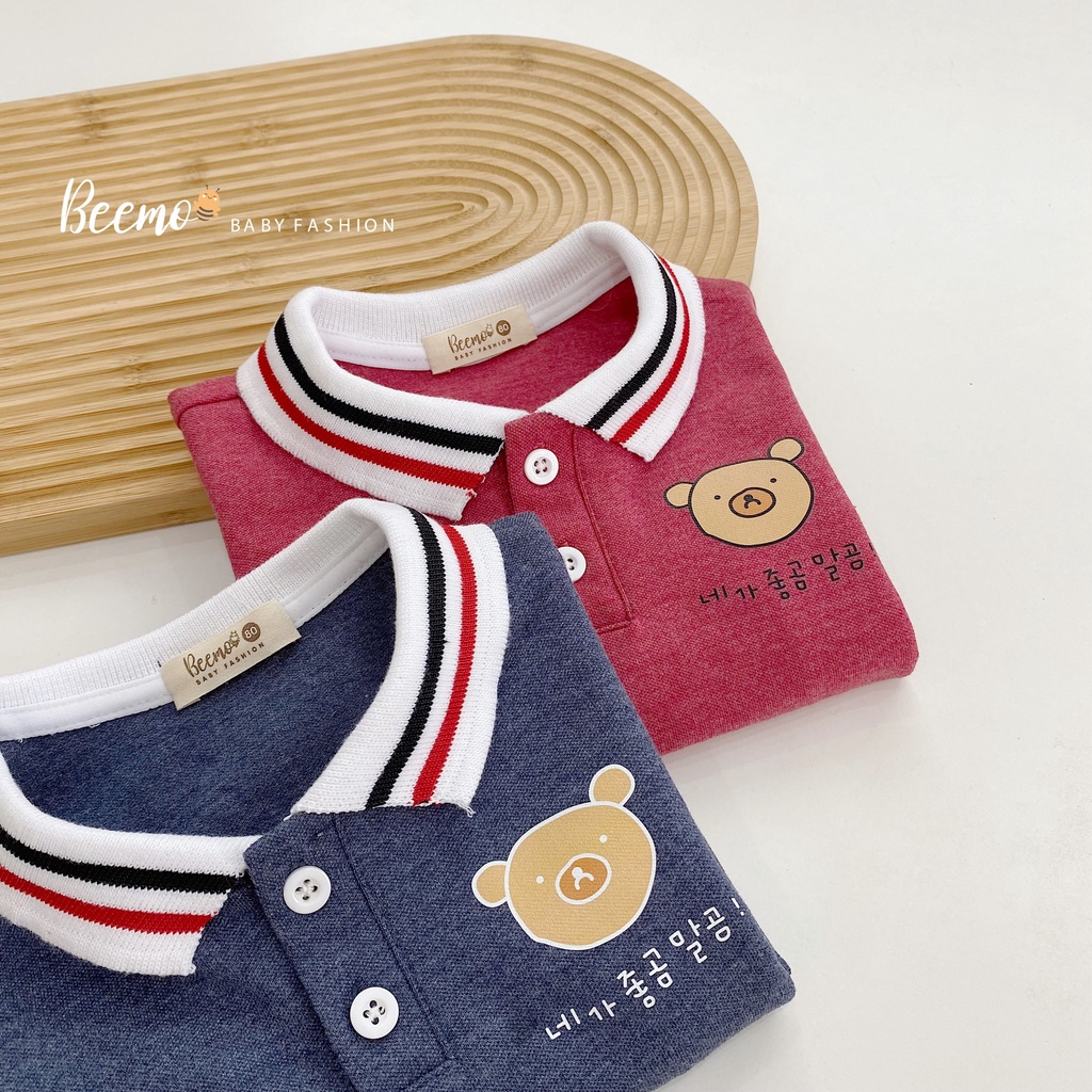 Áo polo dài tay Beemo in hình gấu Rilakkuma vải cotton cho bé trai, bé gái từ 1 đến 7 tuổi Beemo 21A038