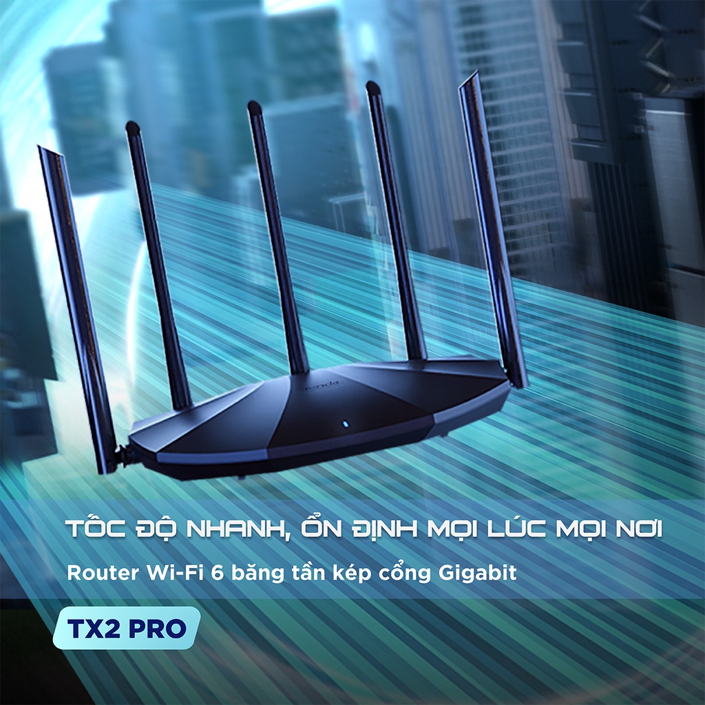 Tenda Thiết bị phát Wifi TX2 Pro Chuẩn Wifi 6 AX1500Mbps - Hãng phân phối chính thức