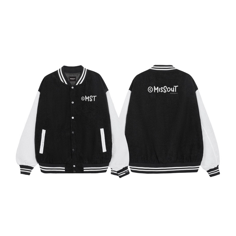 Áo khoát bomber nhung gân thêu missout full tag unisex nam nữ