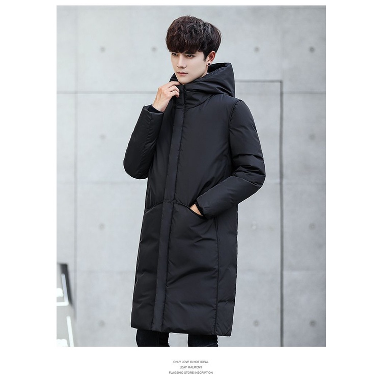 Áo Khoác Phao Có Mũ Trùm Dáng Dài Thời Trang Mùa Thu Đông Ấm Áp Dành Cho Nam
