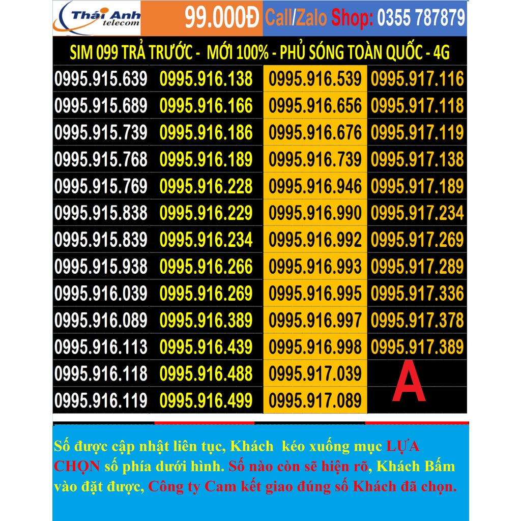 SIM 099 đẹp Trả Trước, mới 100%,Vùng phủ sóng toàn Quốc, Sim Nghe Gọi, 4G, đăng ký chính chủ đồng giá 99.000 đồng