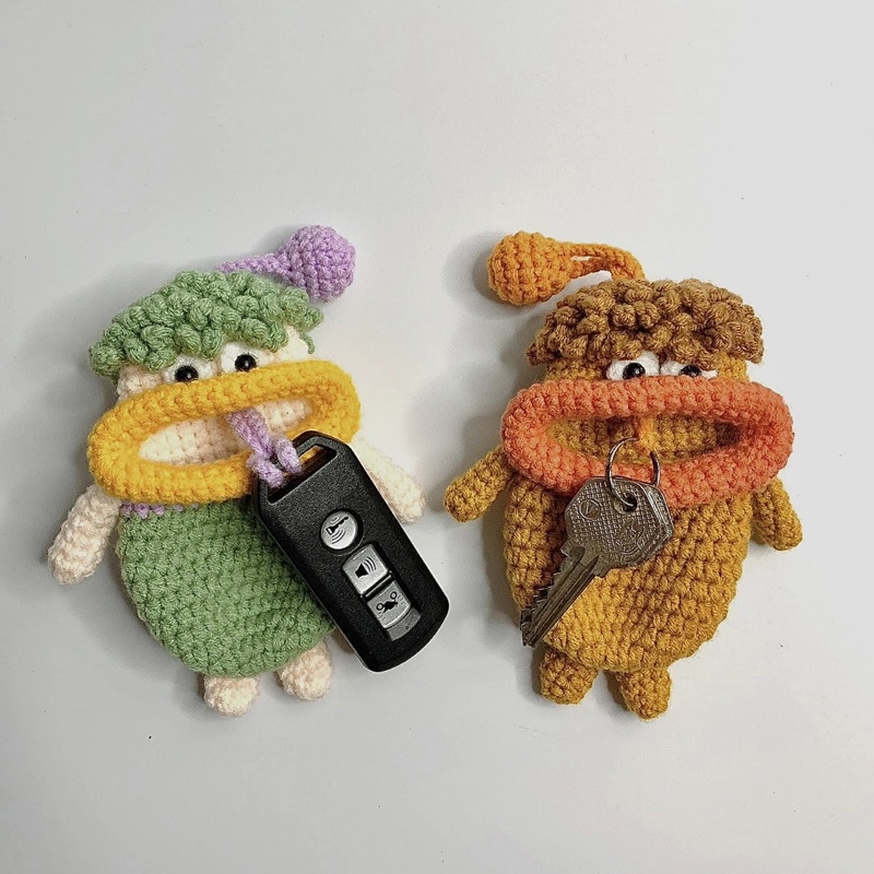 Túi len đựng chìa khoá- thẻ xe chú bé đần - bigmouth keycase crochet
