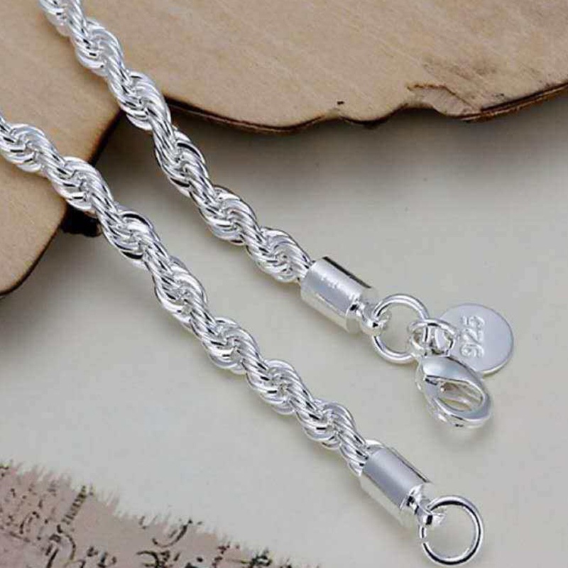 Vòng Tay Mạ Bạc Kiểu Dáng Đơn Giản Thời Trang 4mm JP5