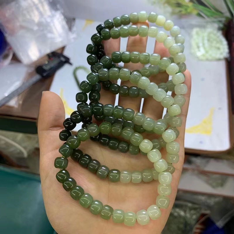 Vòng Tay Chuỗi Hạt Đá Hetian Tự Nhiên Màu Gradient Thời Trang DIY