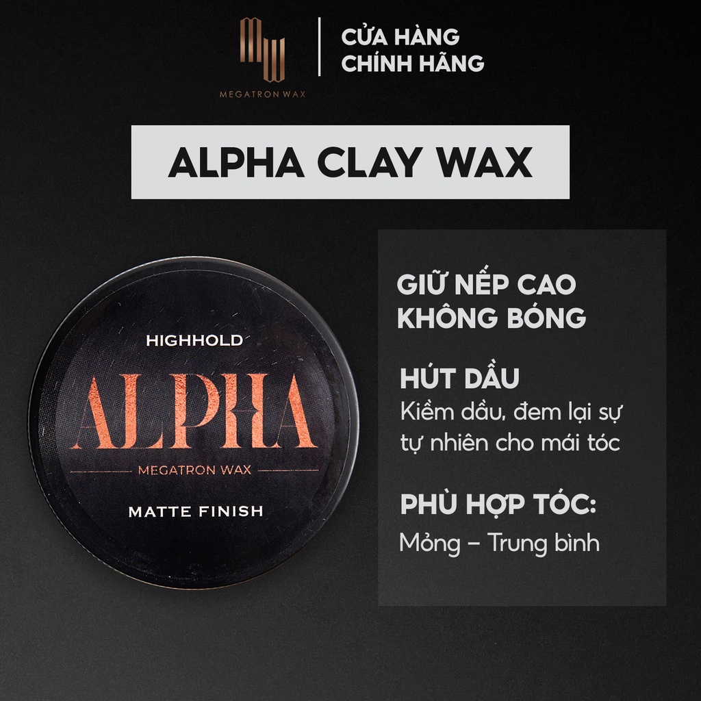 Sáp vuốt tóc Alpha Clay Wax 60g tạo kiểu, hút dầu, giữ nếp tốt