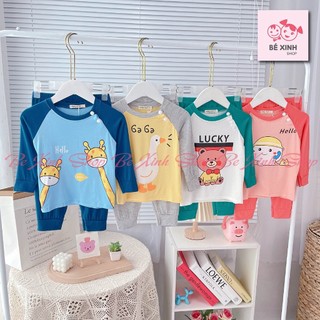 Đồ Bộ Thu Đông Dài Tay Cho Bé Trai Bé Gái Minky Mom  Đồ Bộ Ngủ Pijama Thun Lạnh Cho Bé Trai Gái DÀI 2 NÚT