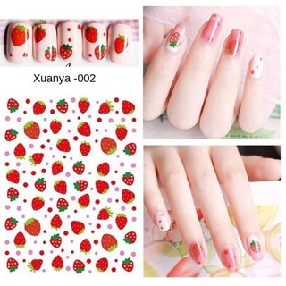 Hình dán móng tay không thấm nước, nhãn dán decal dâu tây