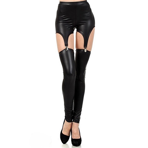 Quần Legging Giả Da Kèm Nịt Bít Tất Gợi Cảm Dành Cho Nữ