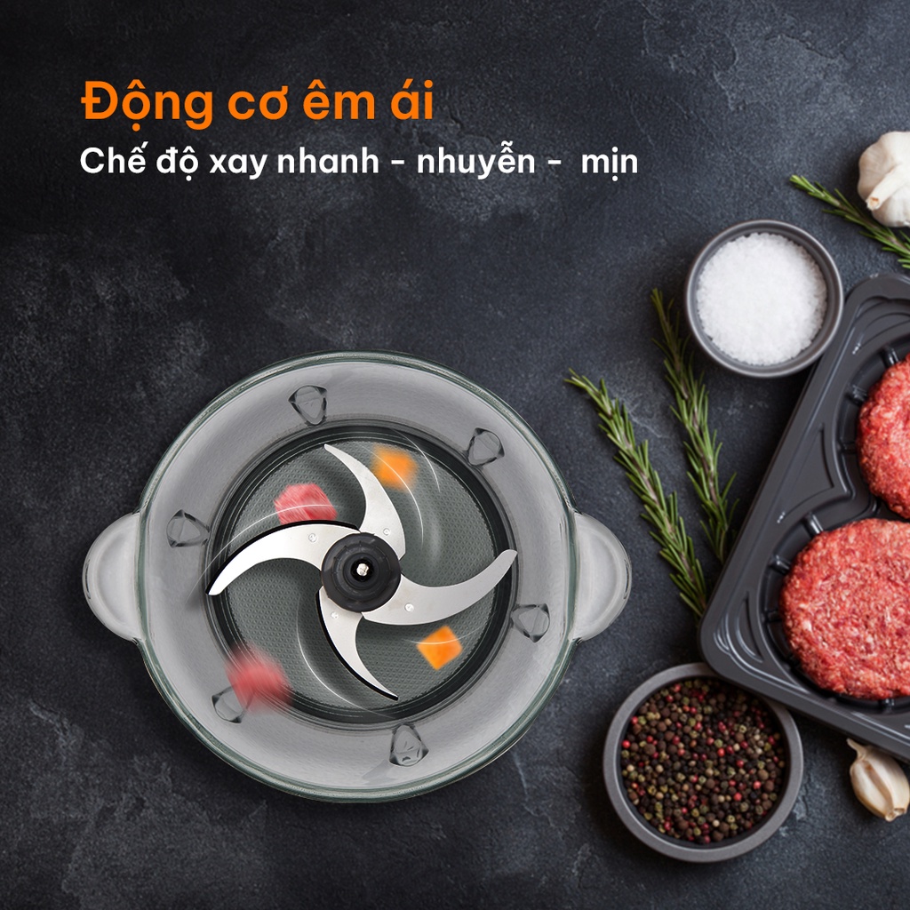 Máy xay thịt đa năng Fellia M256 2L - Xay thịt - Bóc vỏ tỏi - Làm chà bông | Bảo hành 18 tháng - 1 đổi 1 30 ngày