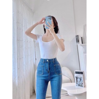 Áo thun nữ đủ màu trơn basic cổ vuông ôm body