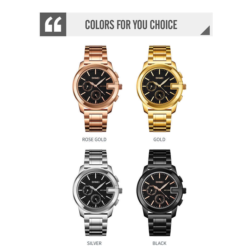 Đồng Hồ Quartz Nam Hiển Thị Ngày, Chất Liệu Thép Không Gỉ, Chống Thấm Nước SKMEI