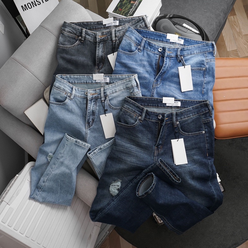 Quần Jean Nam slimfit thêu gối màu sang trọng jean co giãn xuất khẩu cao cấp