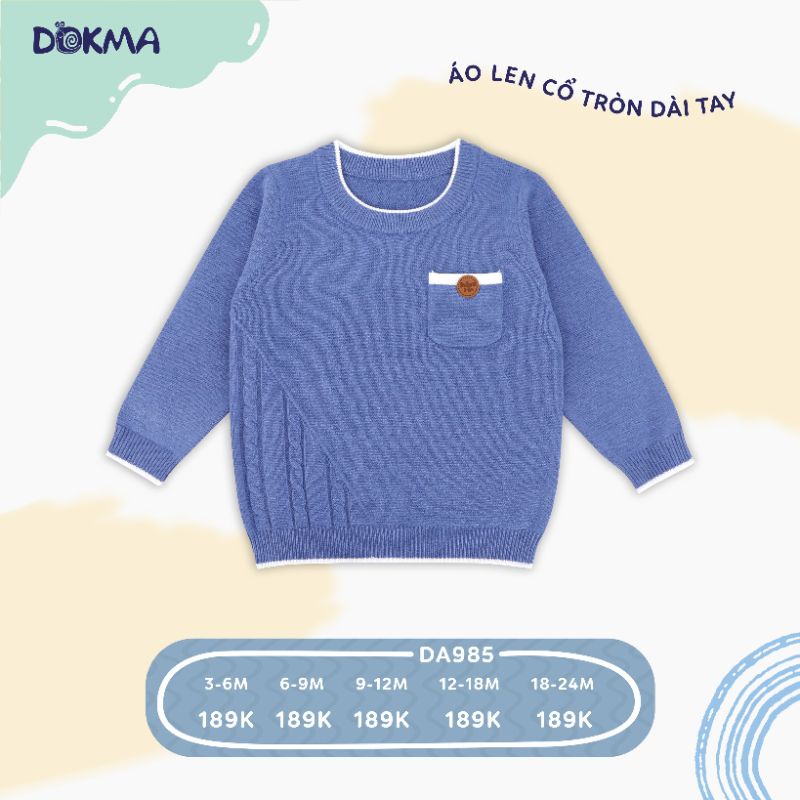 Áo len sơ sinh cài vai bé trai, bé gái Dokma 6-24M