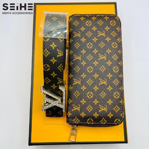 Combo thắt lưng nam cao cấp và ví nam cầm tay đẹp SLV001, thiết kế tinh tế,set dây nịt và bóp phù hợp cho nam và nữ.