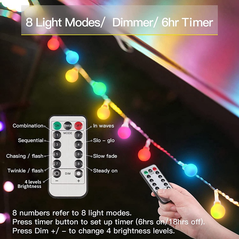 Dây Đèn LED Hình Cầu Chống Thấm Nước Nhiều Màu Sắc