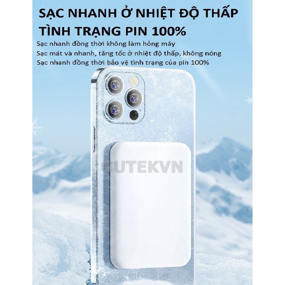 Sạc Dự Phòng Không Dây Sạc Nhanh Pin 5000mah Mini Nhỏ Gọn Cao Cấp Cho Điện Thoại – Gutek Mag1 Pro