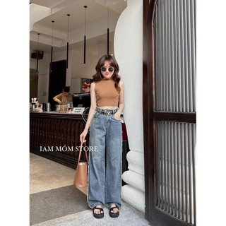 Quần jean ống xuông lưng cao kèm xích GUCI