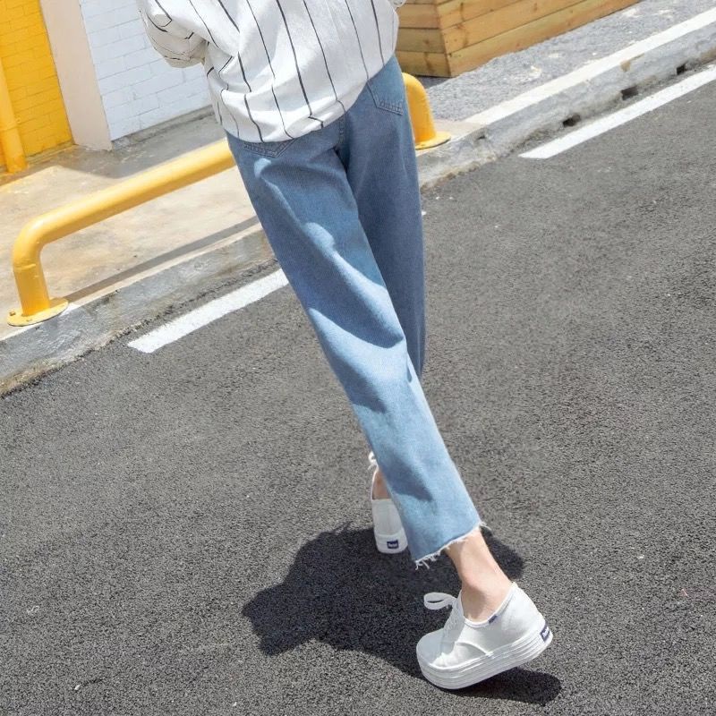 Quần jean NRVP dài dáng rộng thời trang mùa đông Hàn Quốc 2023