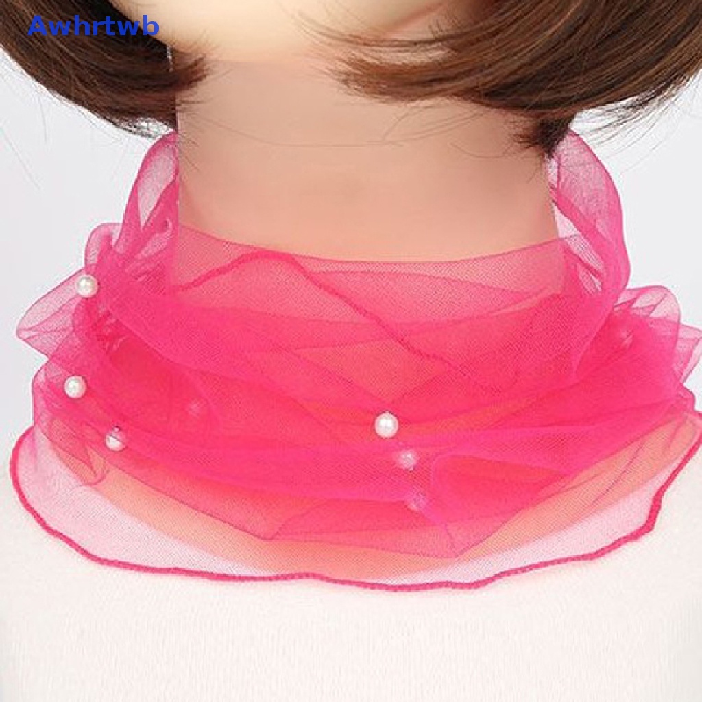 Khăn Quàng Cổ Chống Nắng Bằng Lụa Phối Ren Lưới Đính Hạt Thời Trang Xuân Hè Mới