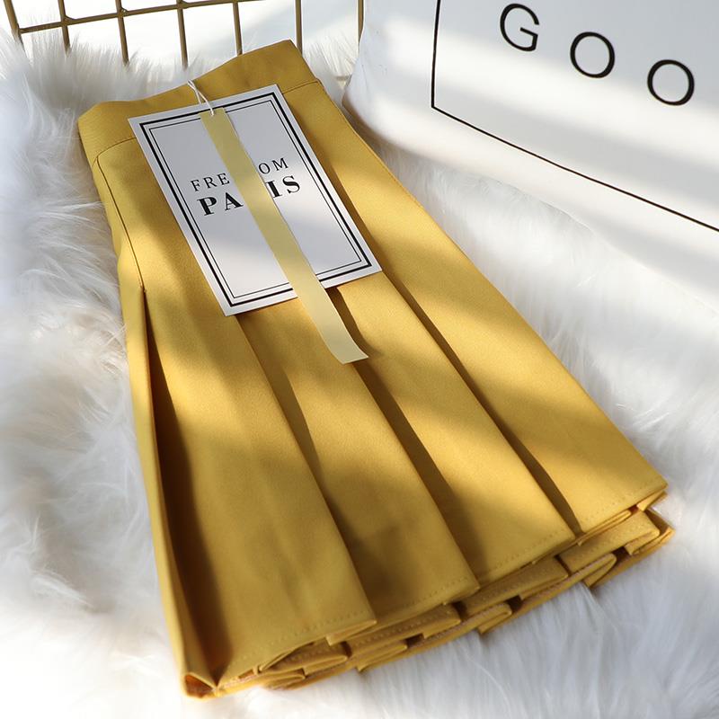 Chân Váy Ngắn Chữ a Lưng Cao Xếp Ly Màu Xanh Dương Thời Trang Thu Đông Cho Nữ