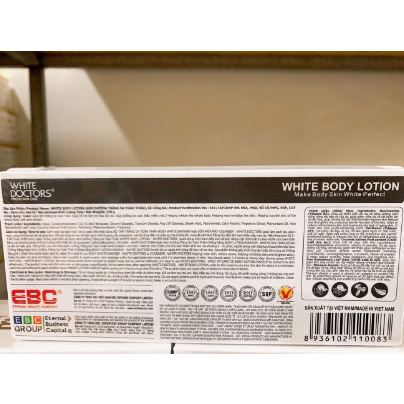 KEM WHITE DOCTOR WHITE BODY LOTION 170G GIÁ GỐC 780K