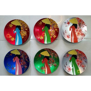 Đĩa sơn mài cô gái áo dài (20cm)