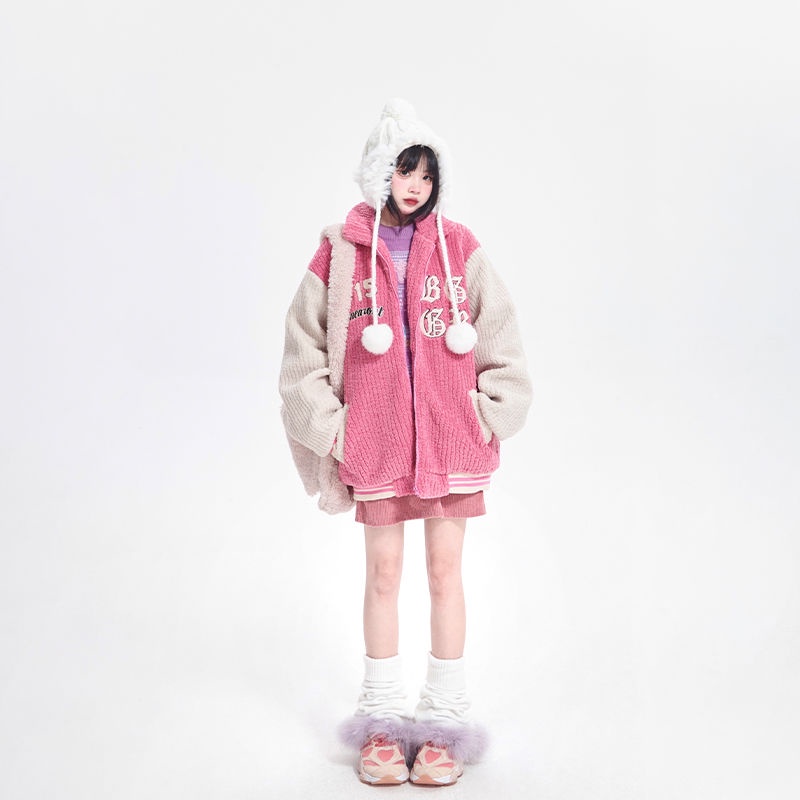 Áo Khoác Bóng Chày Dày Dặn Thêu Họa Tiết Phong Cách Retro Mỹ Thời Trang Mùa Đông Mới Cho Nữ