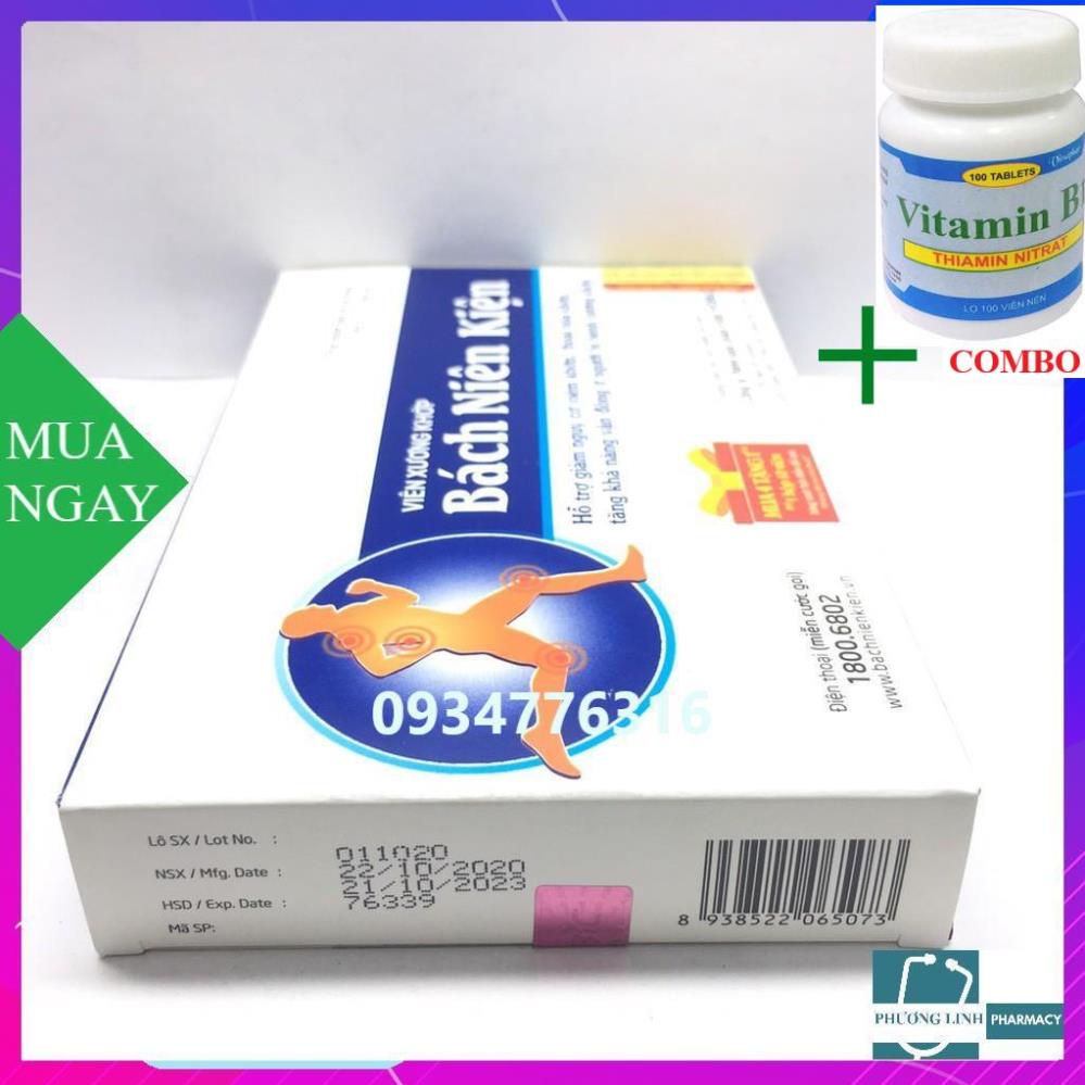 Combo Vitamin B1 chai 100 viên+ VIÊN XƯƠNG KHỚP BÁCH NIÊN KIỆN Hộp 20 viên