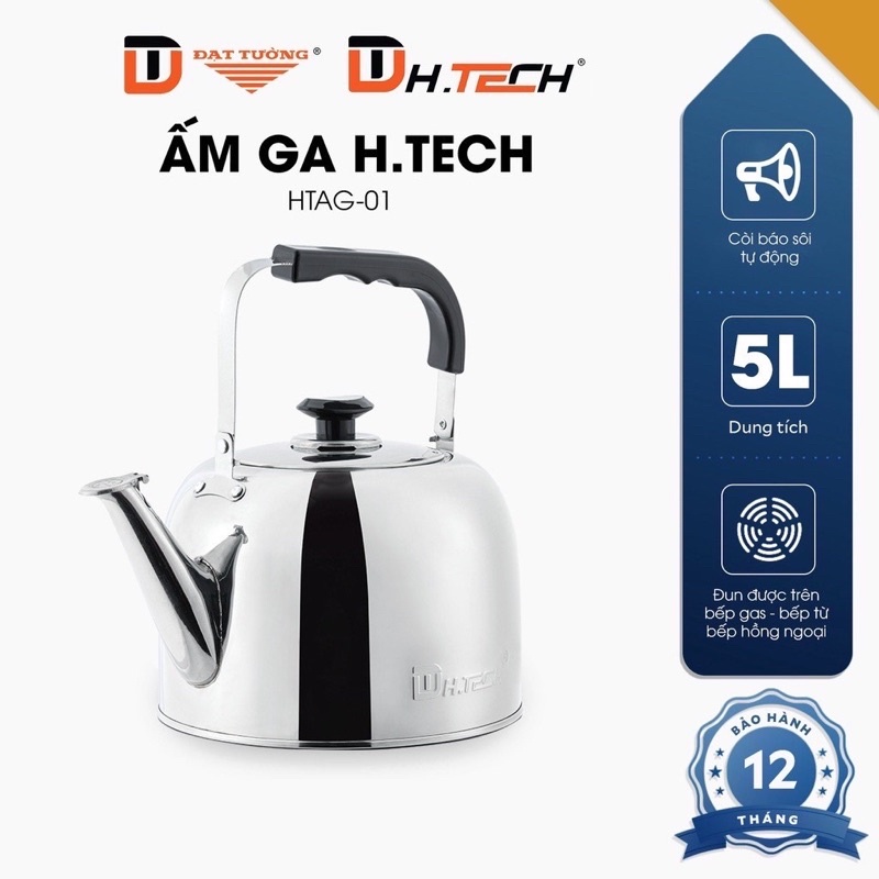 Ấm Đun Nước Inox Đạt Tường 3L, 5L Dùng Bếp Ga Bếp Từ - Sản Phẩm Chính Hãng