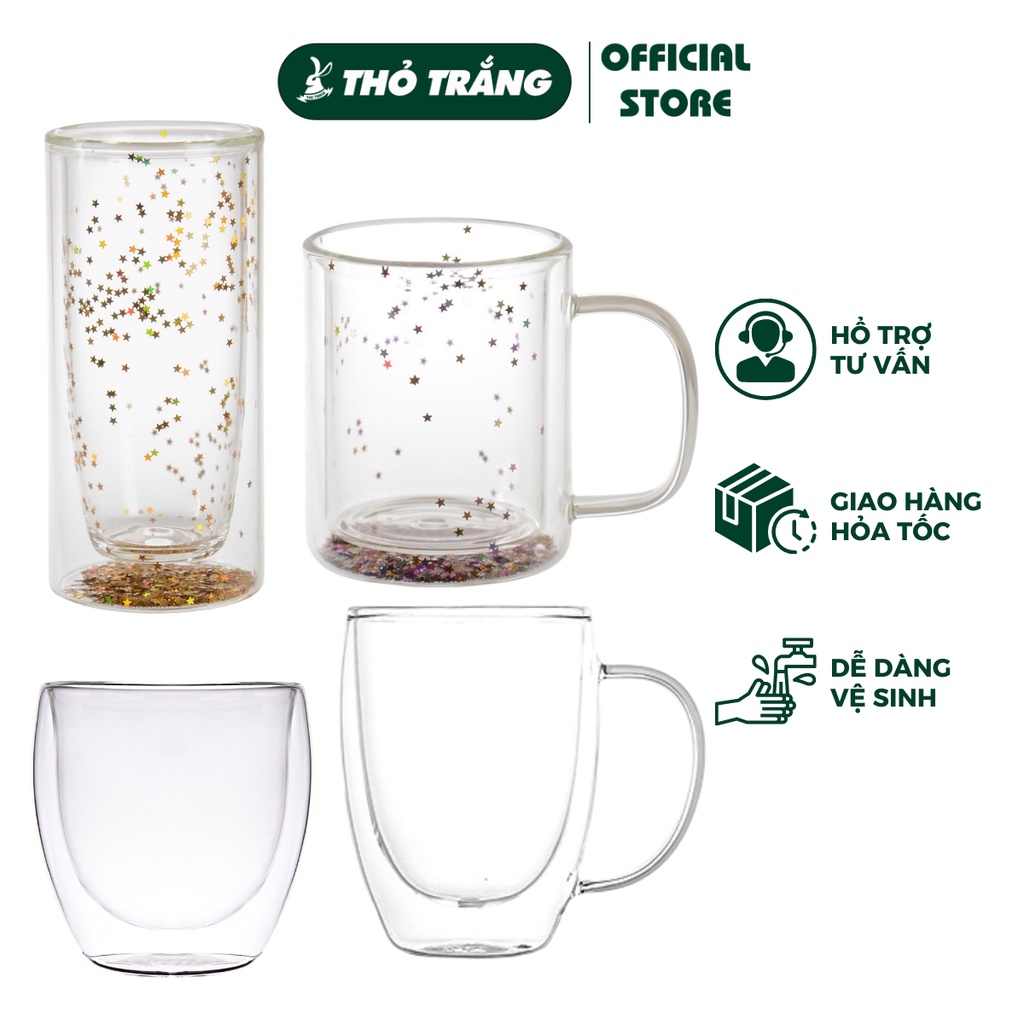 Ly Thủy Tinh/ Cốc Thủy Tinh Uống Nước 2 Lớp Chịu Nhiệt Deli Đa Dạng Mẫu Mã- Nhiều Dung Tích