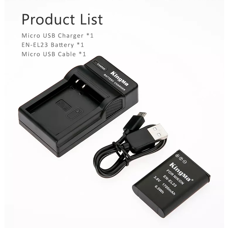 Nikon EN-EL23 | Pin và Sạc máy ảnh KINGMA Nikon EL23 cho Nikon Coolpix B700 P600 P610 P900 S810 Nikon MH-67 MH-67P