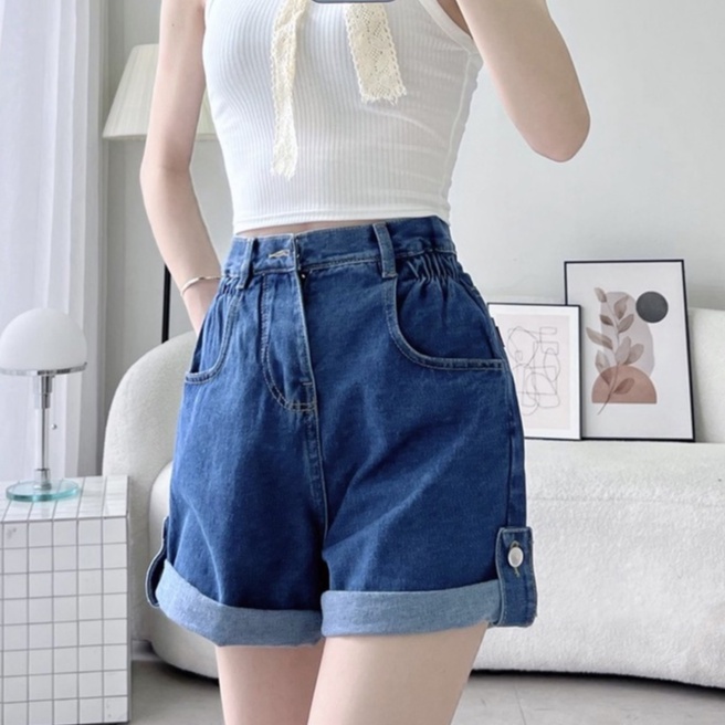 Quần jean nữ lưng cao, eo nhún thun lai bách nút xinh xắn có Bigsize tới 70kg