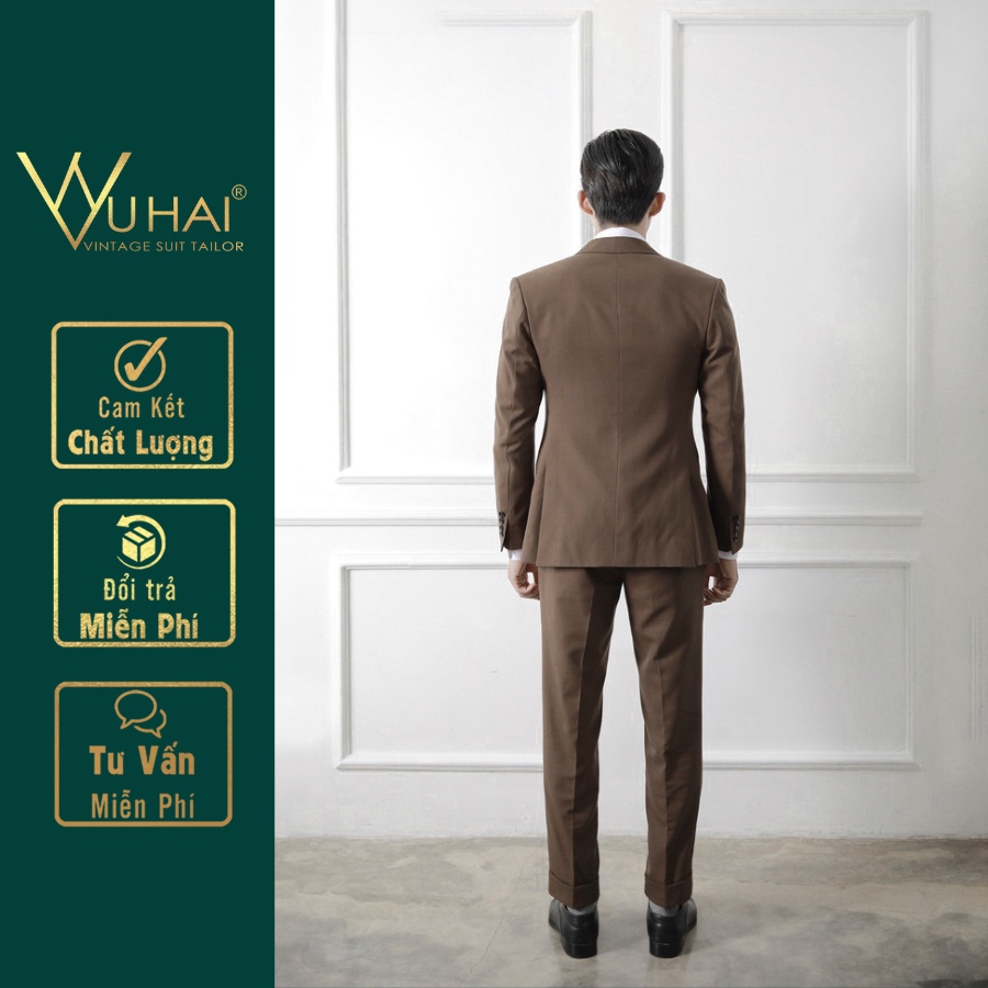 Blazer nam Hàn Quốc, Bộ áo Vest nam đẹp mã M024 màu Nâu Tây hàng 2 lớp trẻ trung