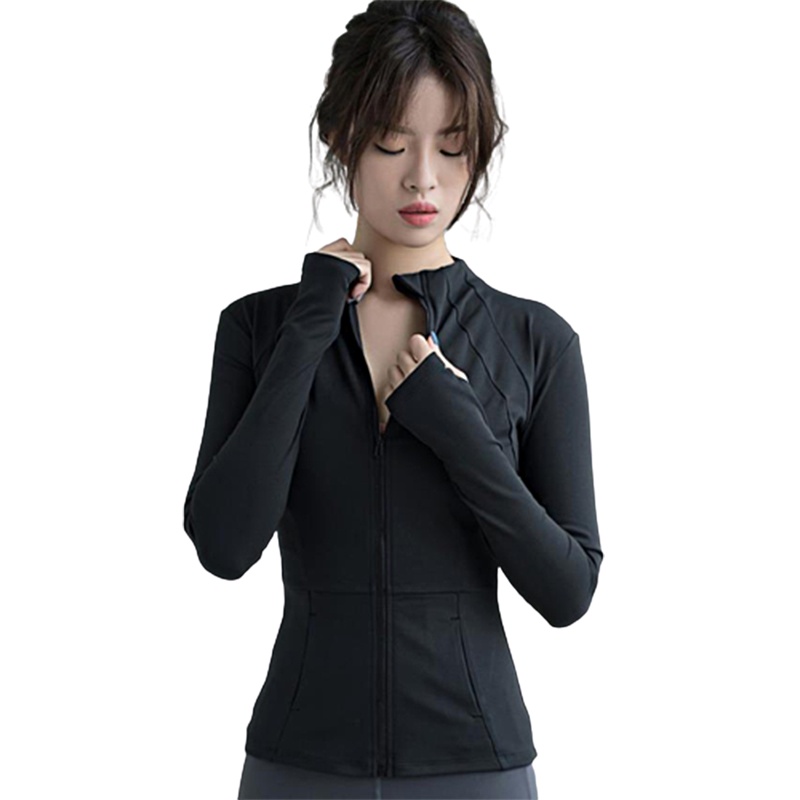 Brroa Áo Khoác Thể Thao Dài Tay Có Khóa Kéo Toàn Diện Mau Khô Cho Nữ