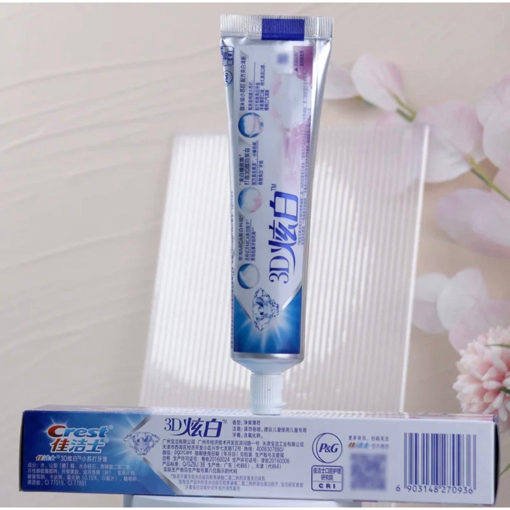 KEM ĐÁNH RĂNG CREST 3D WHITE BASKING SODA TUÝP LỚN 120G TRẮNG RĂNG VƯỢT TRỘI HÀNG NHẬP TMALL