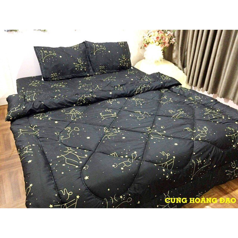 (Giá sỉ) ✨ Full Set Chăn Phao 5 Món Ga Gối Poly loại 1 Chăn Bông Mẫu Mickey Xanh Như Hình [Loại Bông Dày Đắp Mùa Đông]