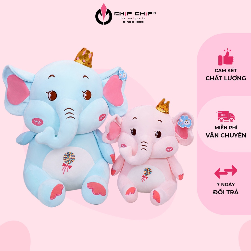 Gối bông đồ chơi hình voi con, thú nhồi bông cao cấp mềm mịn dễ thương - Chip Chip Shop