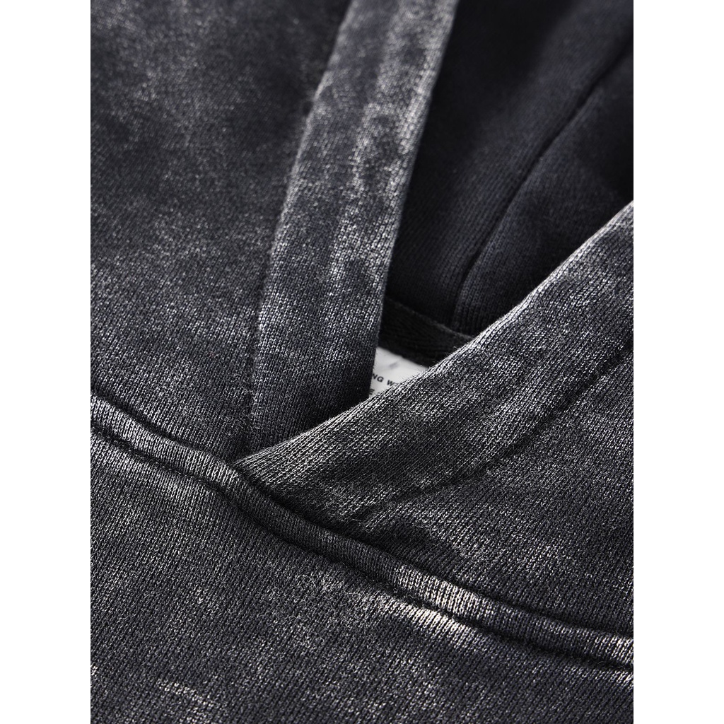 Áo hoodie nỉ wash xám Uninor chất cotton 100% nỉ chân cua nam nữ dáng rộng mũ 2 lớp