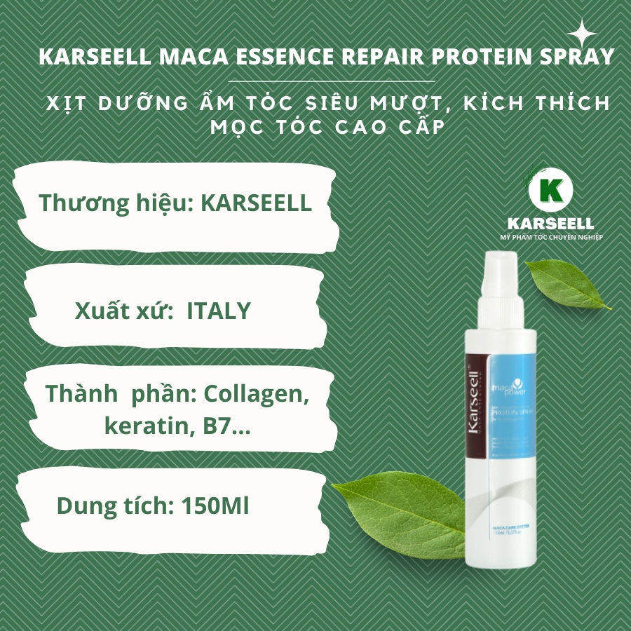Xịt dưỡng tóc chống cháy gỡ rối tóc Karseell 150ml phục hồi bảo vệ tóc khỏi nhiệt độ và tia uv CHÍNH HÃNG