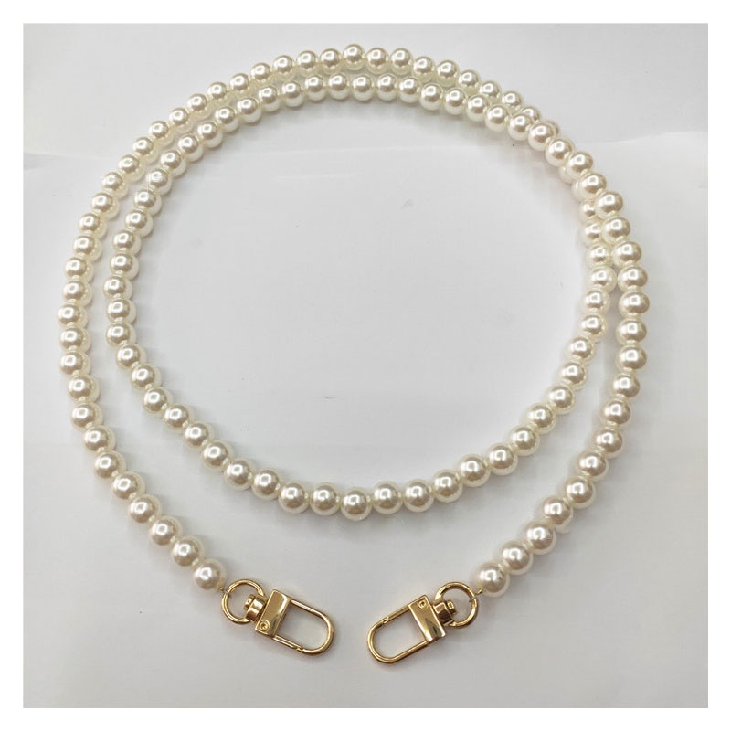 Dây Đeo Túi Xách Đính Ngọc Trai 10mm Bằng ABS Màu Bạc Thời Trang