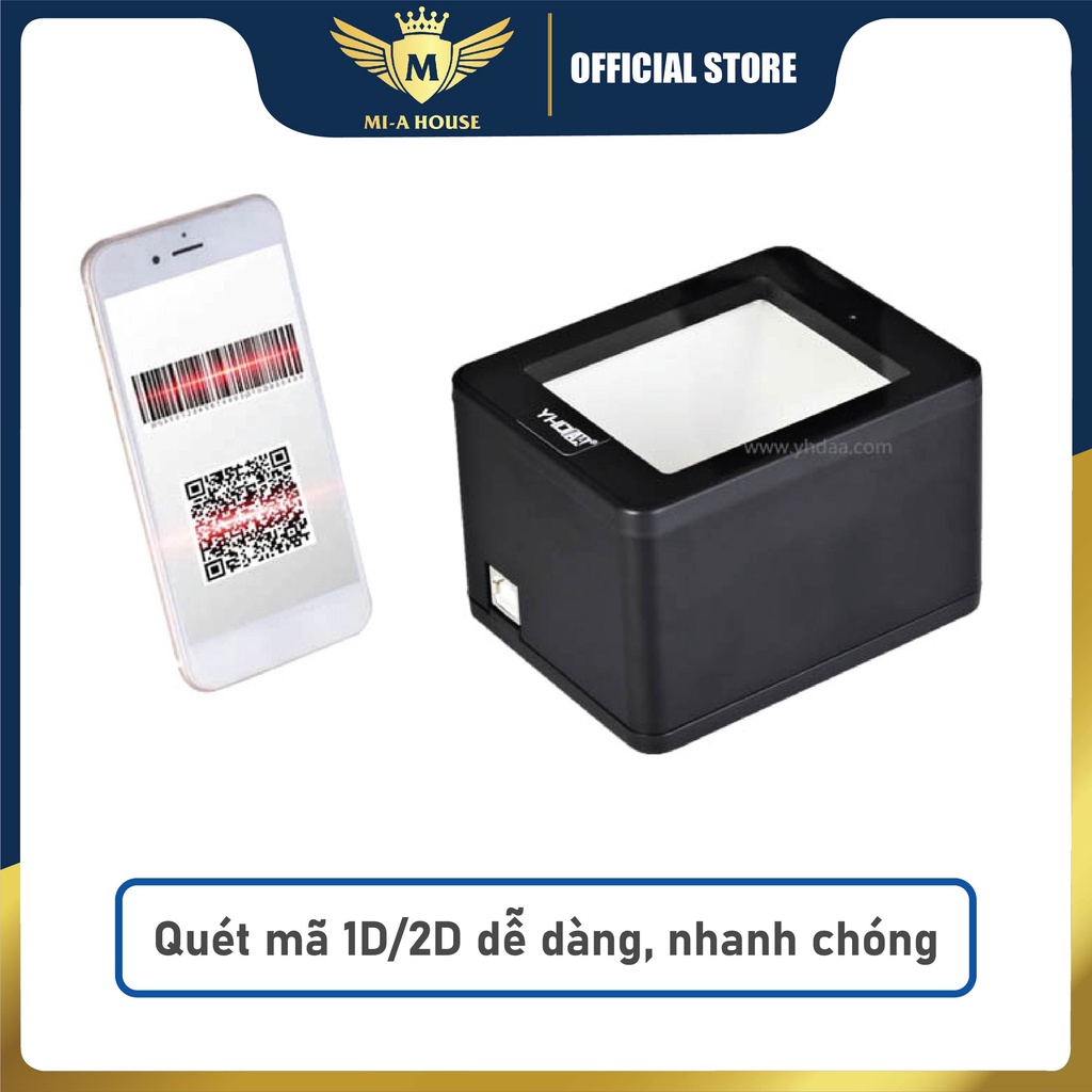 Máy quét mã vạch đa tia YHD 9800 2D - Máy Scan mã vạch Qr để bàn dùng cho Siêu thị, Cửa hàng