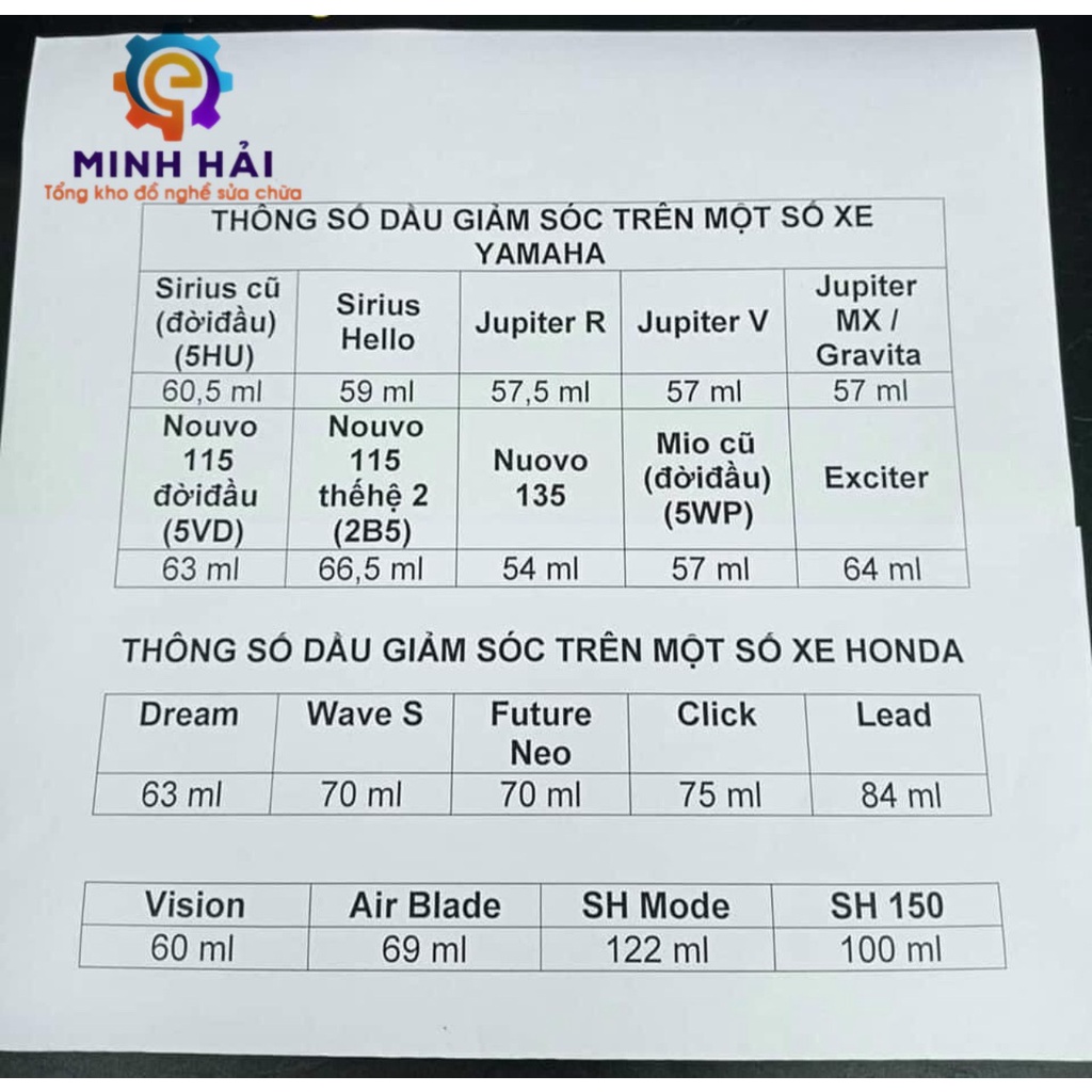 Ống Đong Dầu Giảm Sóc Xe Máy