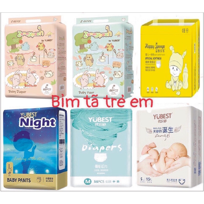 Tã/Bỉm Yubest Zummy Pooh/ Gold/Angel/HAPPY SPONGE Night Dán/ Quần Đủ Size /M82/L96/L78/XL84/XL72/XXL72/XXL66