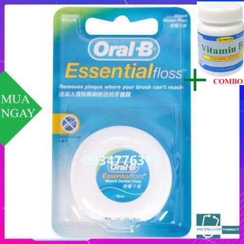 Combo Vitamin B1 chai 100 viên+ Chỉ nha khoa ORAL B Essential floss [Cuộn 50m]