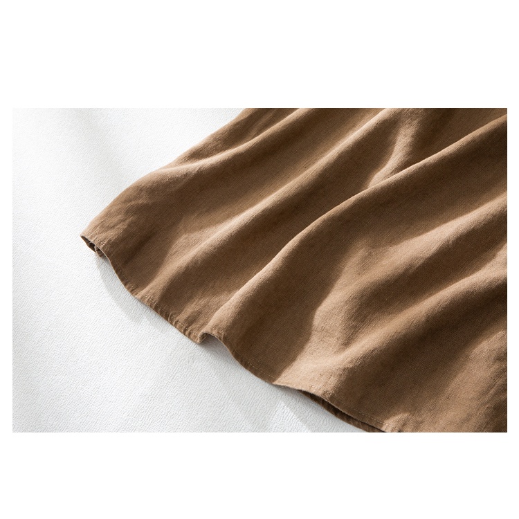 Ice cotton linen half skirt a line skirt big brand female Japanese single ramie linen retro high waist loose cotton