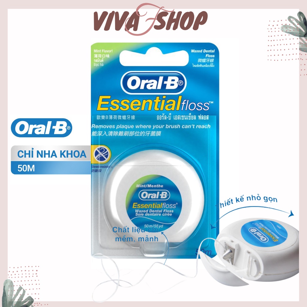 Chỉ tơ nha khoa Oral-b Esential Floss Waxed Dental Floss/ Chỉ nha khoa OralB