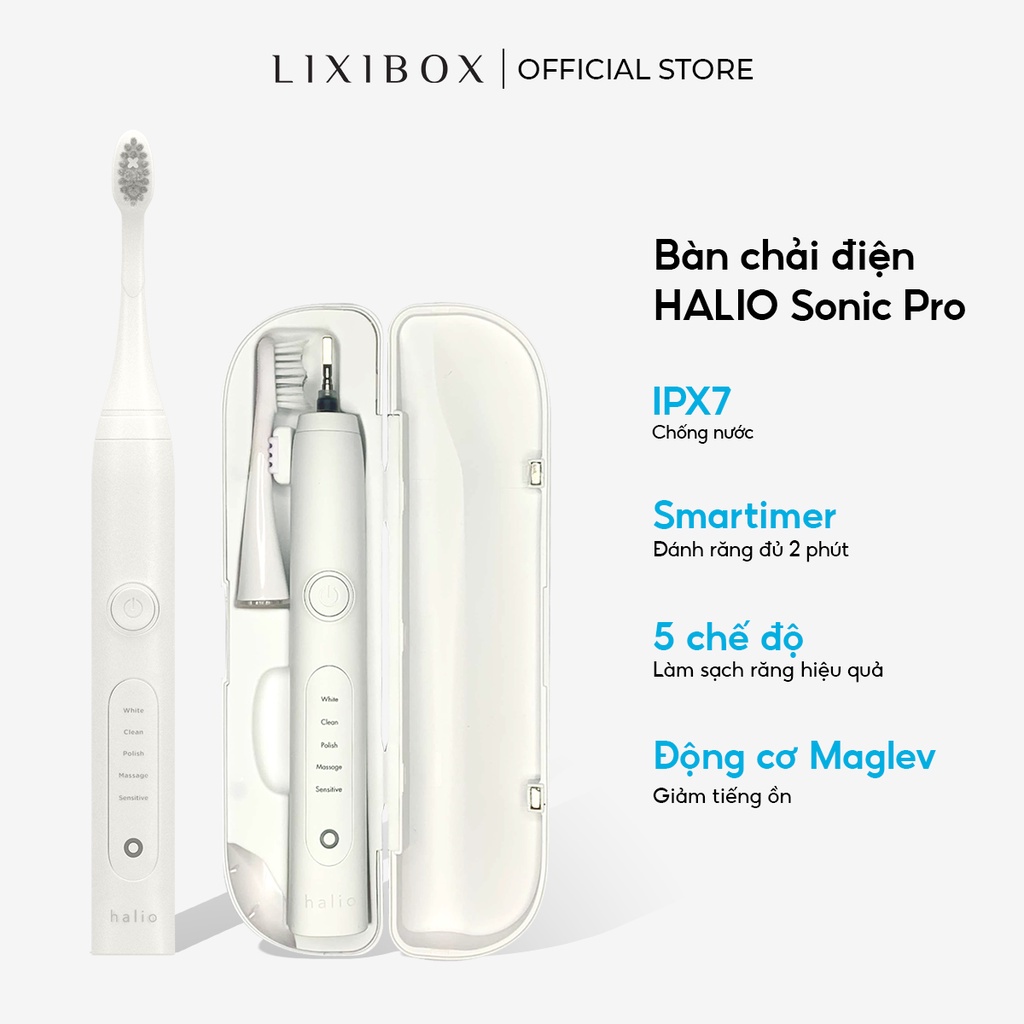 Combo 2 Đầu Bàn Chải Điện Halio Sonic Whitening Electric Toothbrush