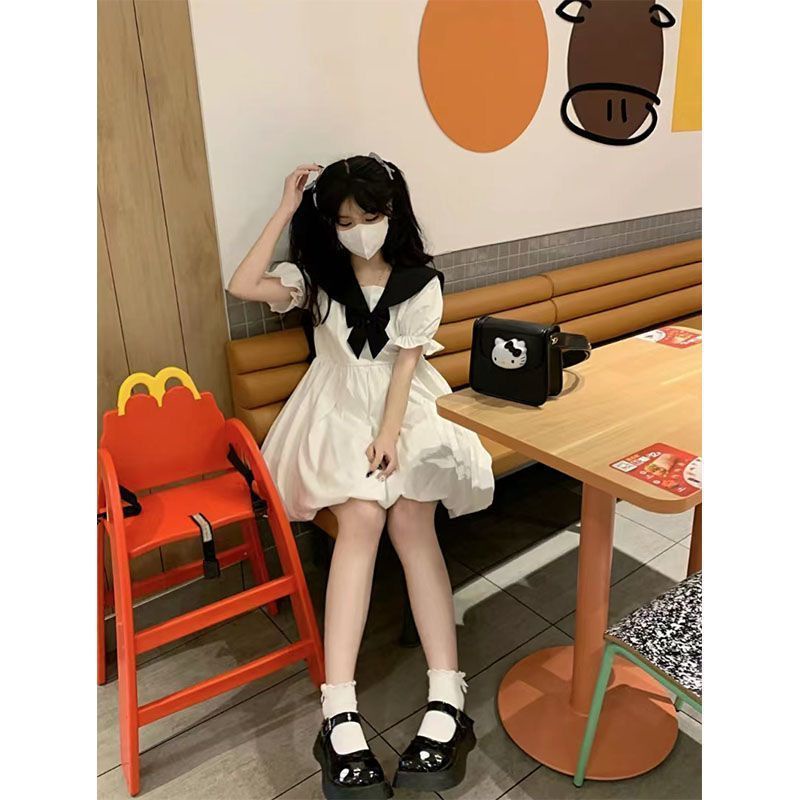 Váy babydoll Đầm Công Chúa Cổ Thủy Thủ Dễ Thương Thời Trang Mùa Hè Cho Nữ