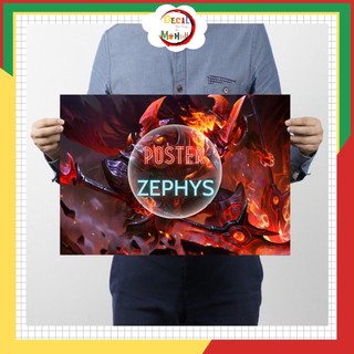 Poster zephys liên quân, poster a3 30x42cm decal dán tường, decor phòng