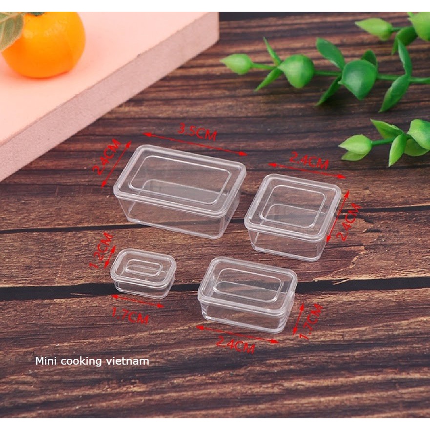 Set mô hình 4 hộp đồ ăn lock lock / Mini cooking vietnam